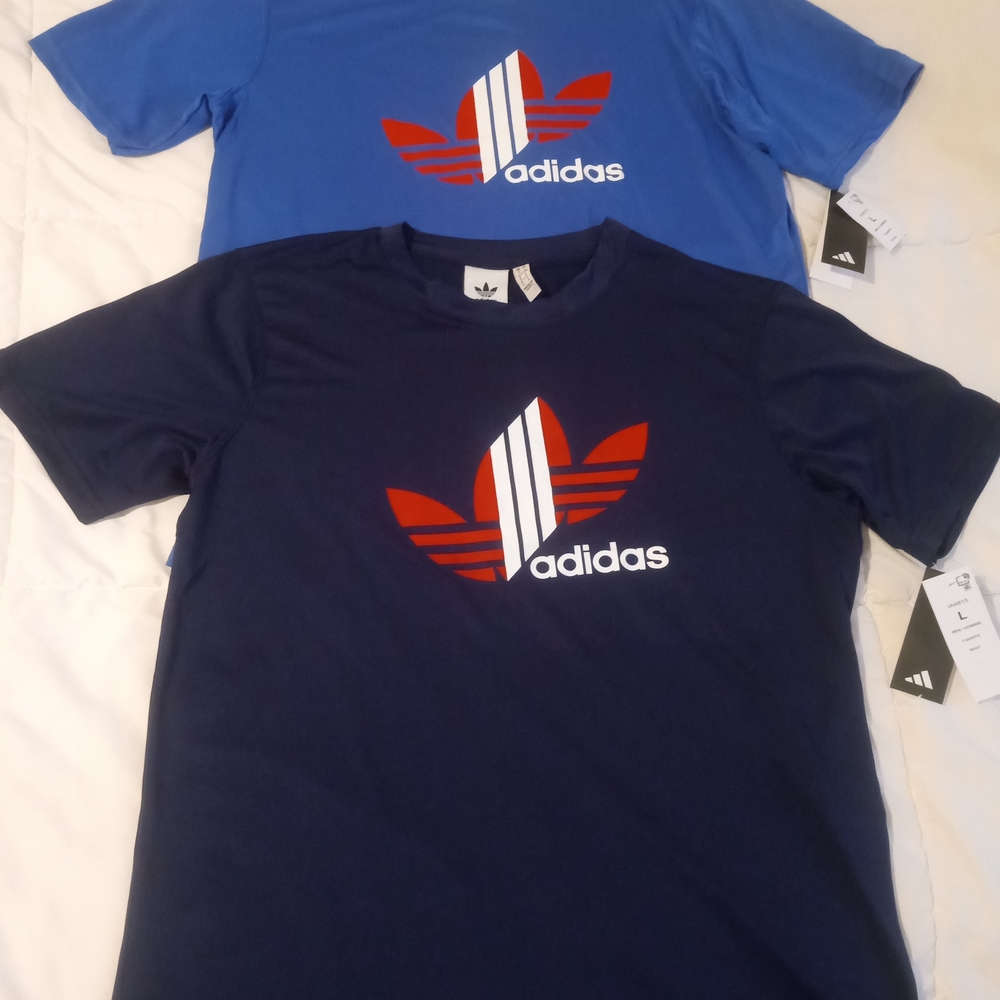 Men's Adidas Navy and Blue Logo T-Shirts